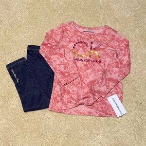 Calvin Klein Toddler Girl Long Sleeve Top with Jeggings Set